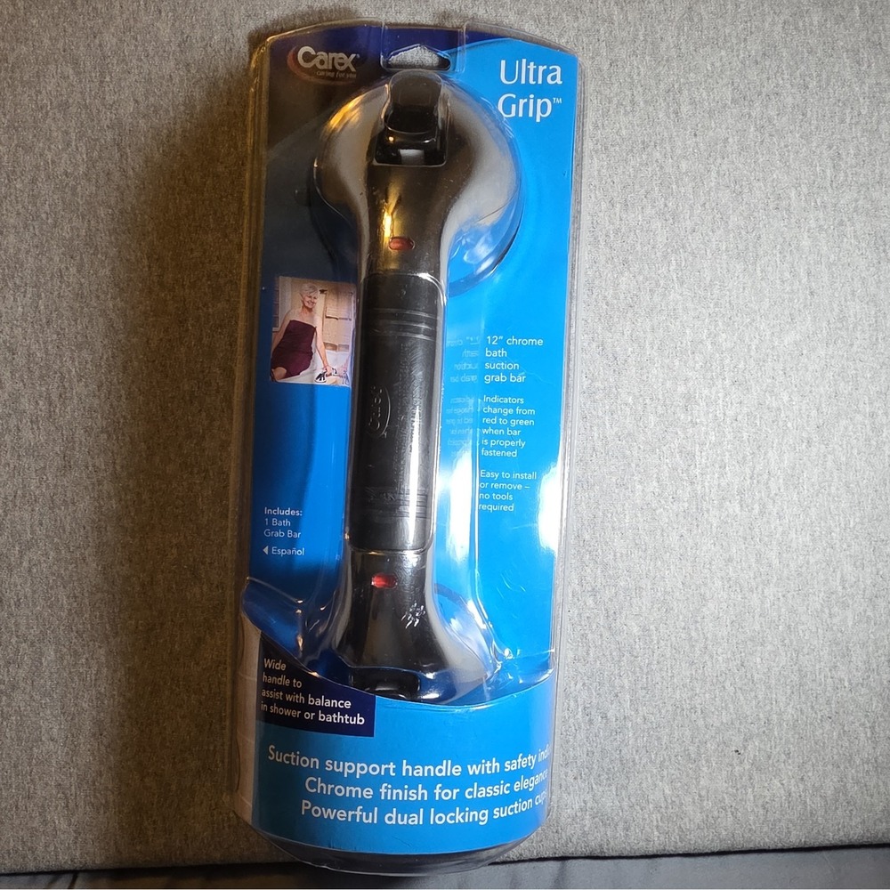 Compass Health Brands, Carex, Ultra Grip 12" Bath Suction Grab Bar, Chrome